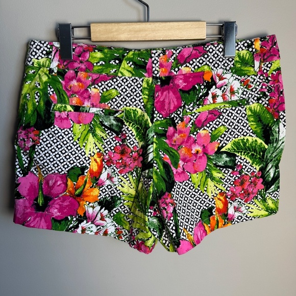 Cynthia Rowley Women's 10 Floral Forest Chino Shorts Bright Multicolor Stretch - Picture 4 of 11